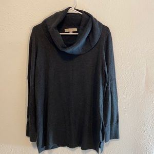 Ann Taylor Loft XL charcoal gray cowl neck tunic sweater